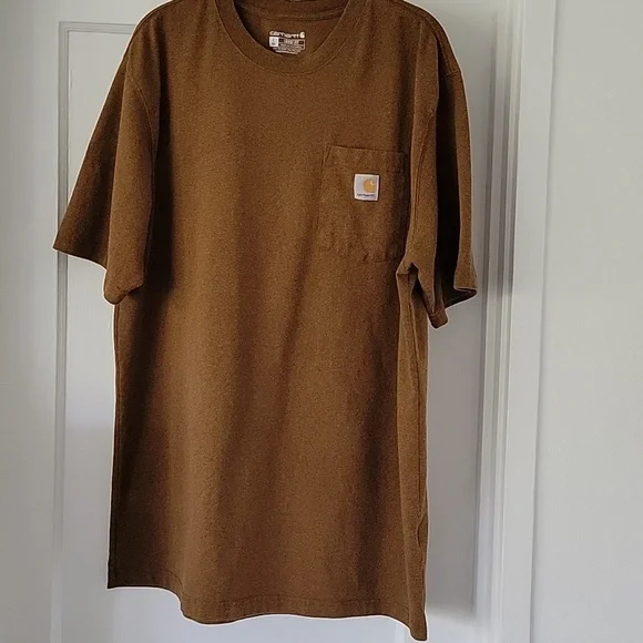 Brown Carhartt Pocket Tee Large Tall Loose Fit Workwear - Picture 2 of 6